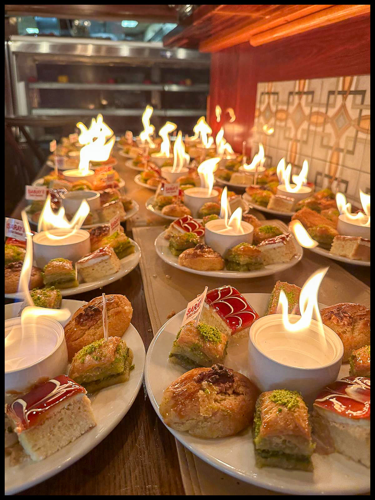 Flaming dessert cups